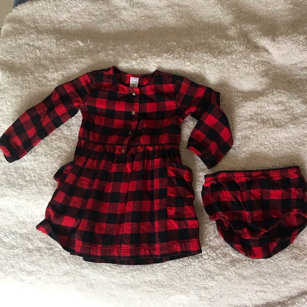 CARTER’S buffalo dress with diaper cover